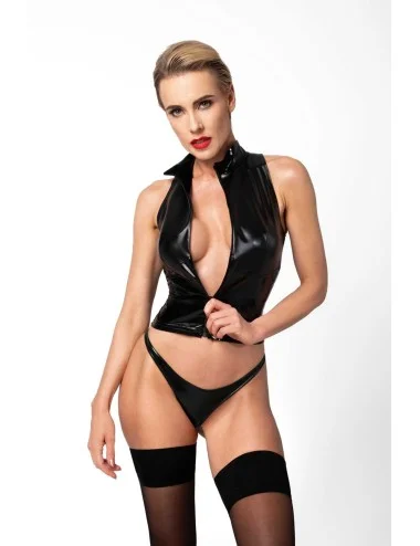 F324 Glam Top wetlook avec corset en vinyle