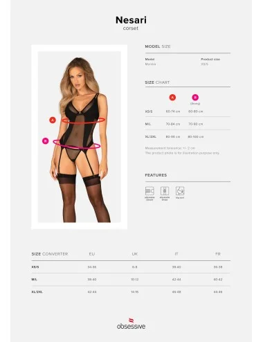 Nesari corset et string - Noir