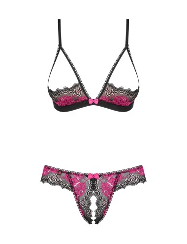Tulia Ensemble ouvert 2 pcs - Noir et Fuchsia
