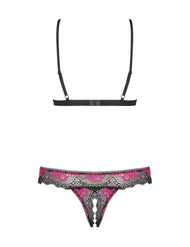 Tulia Ensemble ouvert 2 pcs - Noir et Fuchsia