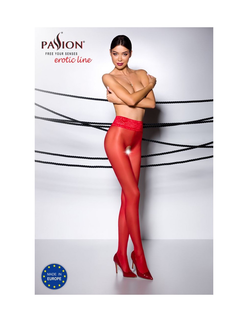 TI008R Collants ouverts 30 DEN - Rouge TI008R Collants ouverts 30 DEN - Rouge