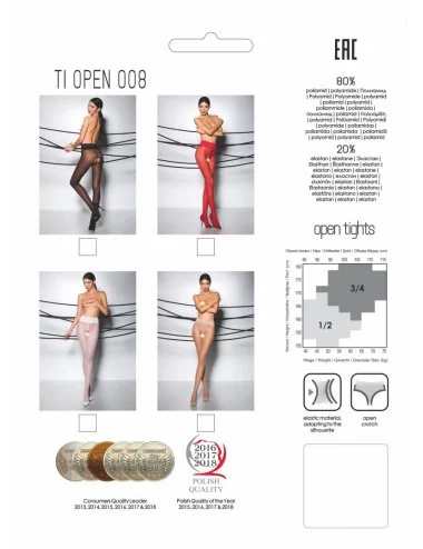 TI008R Collants ouverts 30 DEN - Rouge