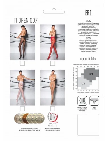 TI007R Collants ouverts 20 DEN - Rouge