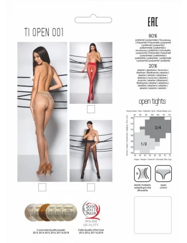 TI001B Collants ouverts 20 DEN - Noir 