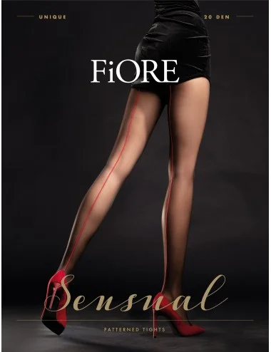Unique Collants 20 DEN - Noir et Rouge