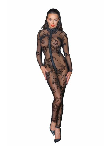 F237 Combinaison longue en tulle avec fermeture éclair à 3 voies