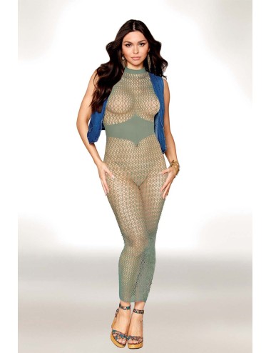Robe bodystocking en filet dans un design géométrique sans couture - DG0489SAG