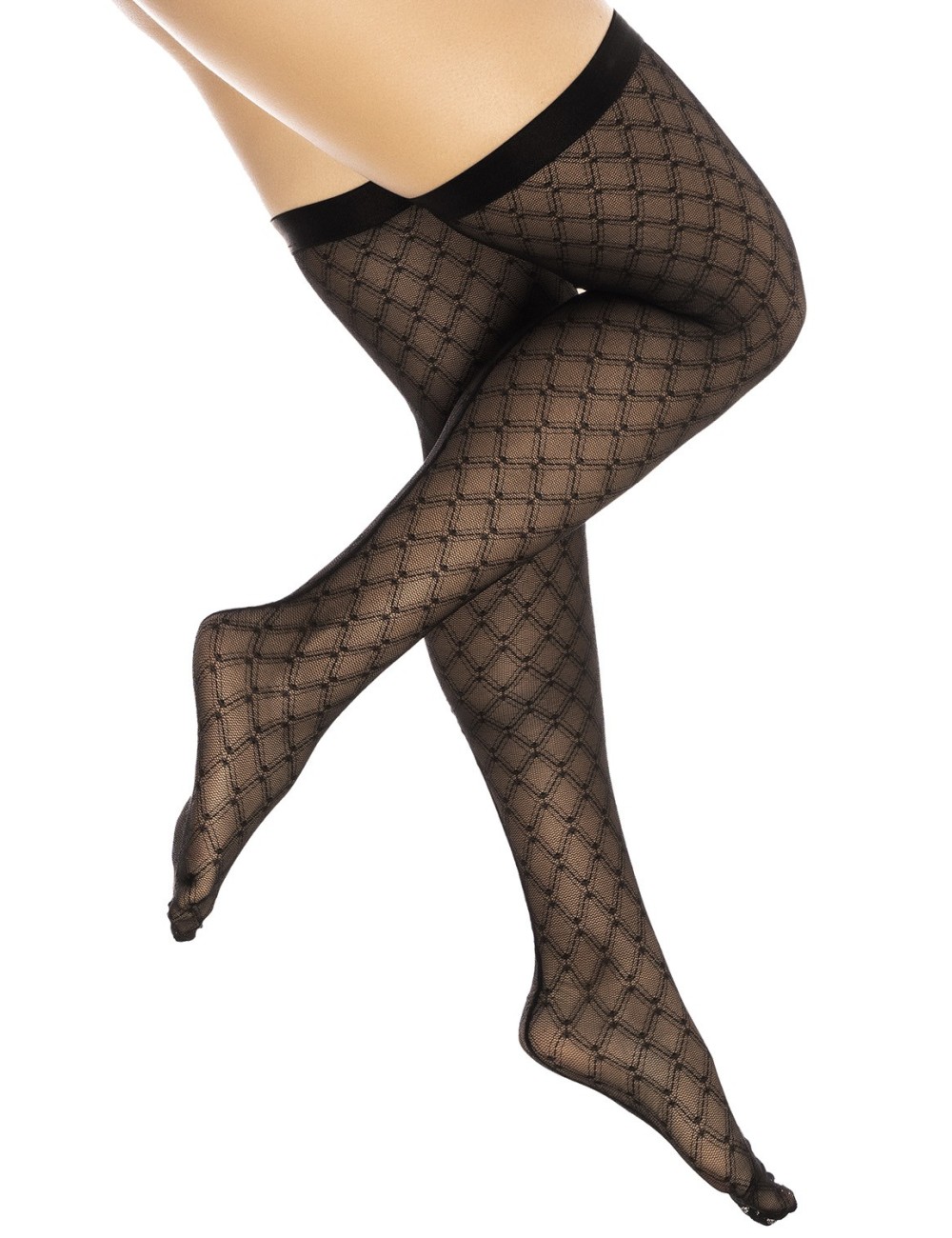 Bas résille noire transparent imprimé - MAL1112BLK Bas résille noire transparent imprimé - MAL1112BLK