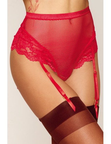 String rouge taille haute avec porte jarretelles intégrés détachables - DG1478RED