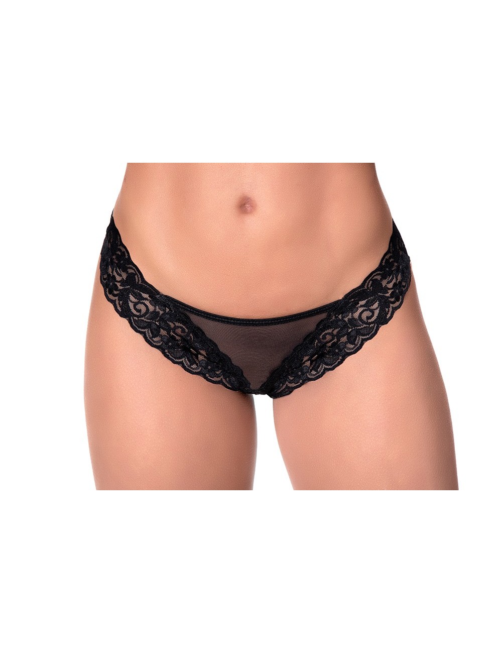 String dentelle et fine résille noire - MAL109BLK String dentelle et fine résille noire - MAL109BLK