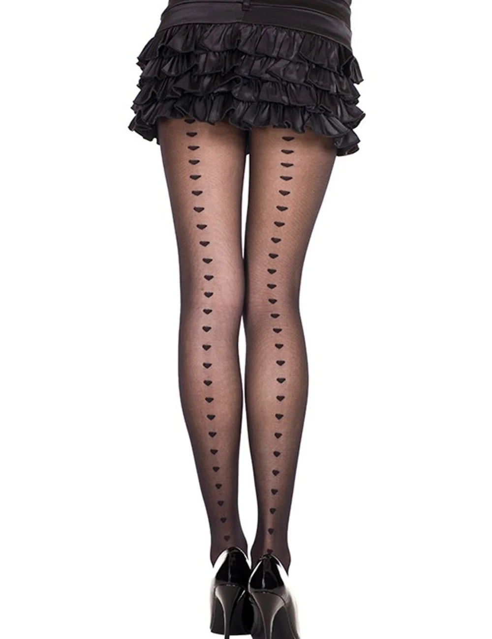 Collant fantaisie avec lignes de coeurs - MH7279BLK Collant fantaisie avec lignes de coeurs - MH7279BLK