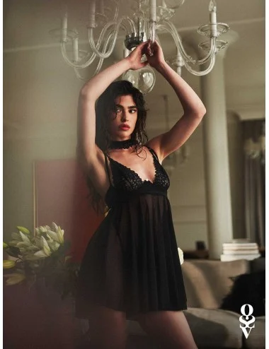 Donarella babydoll et String - Noire - NP