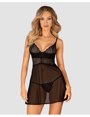 Chemeris babydoll et String - Noire