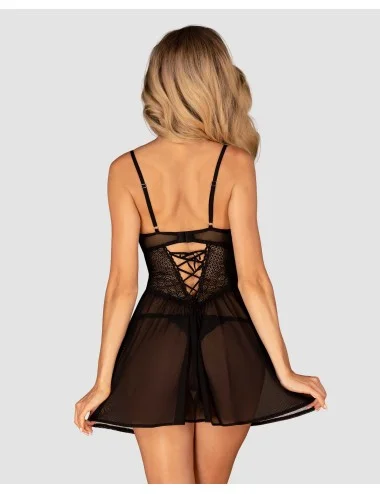 Chemeris babydoll et String - Noire