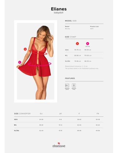Elianes babydoll et string - Rouge