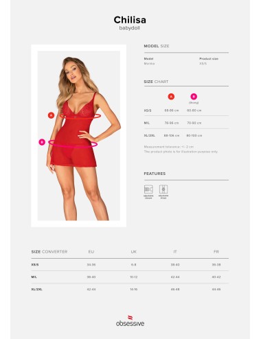 Chilisa babydoll et string - Rouge