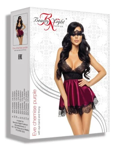 Eve Babydoll et Masque - Grenat