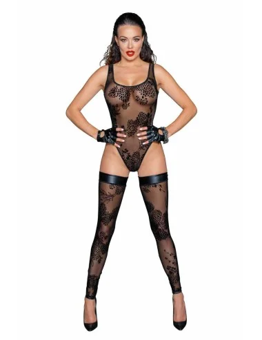 F242 Tulle body avec broderie flock à motifs