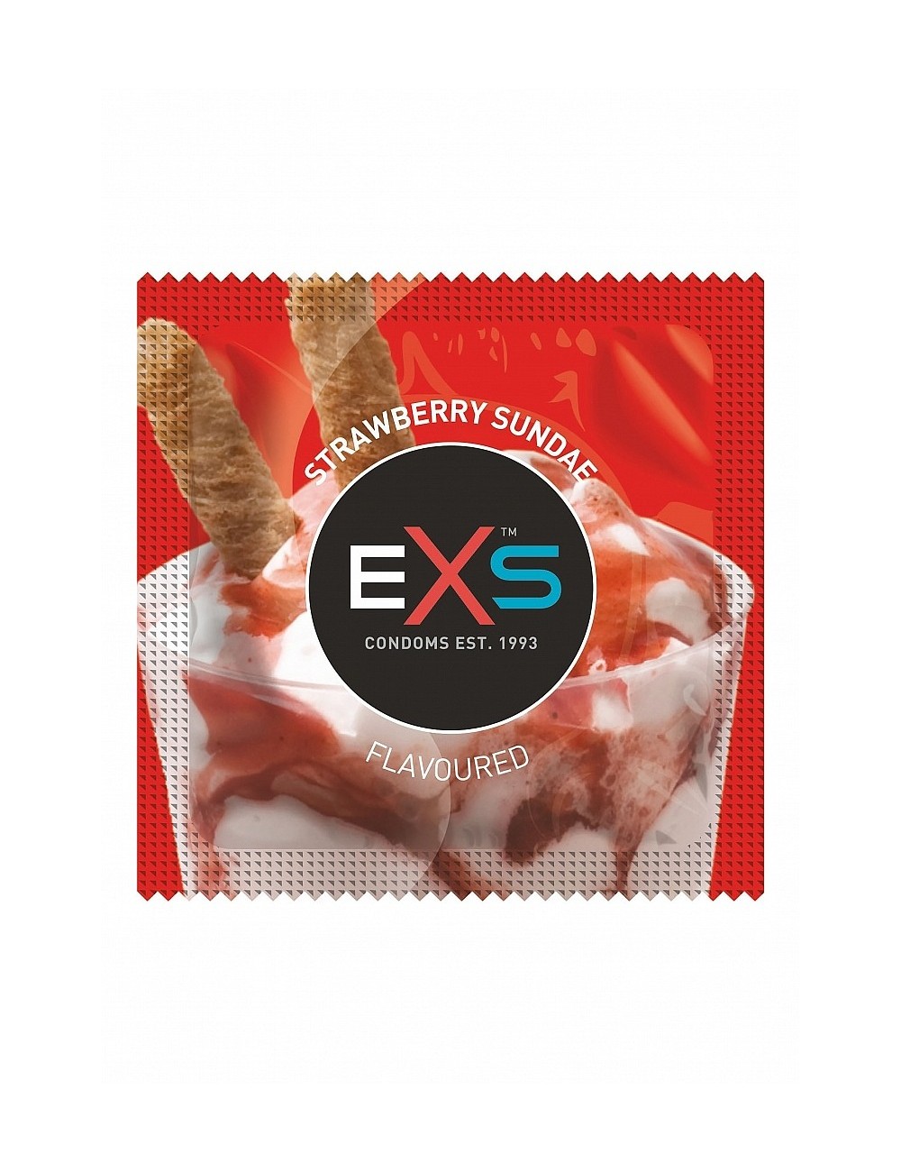 Préservatifs x2 lubrifiés en latex goût sunday fraise 54mm - EXS400FRAISE
