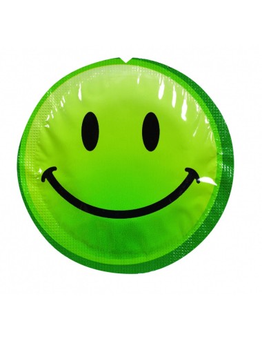 Préservatif lubrifié en latex smiley x 1 couleur aléatoire 54mm - 100EXSS