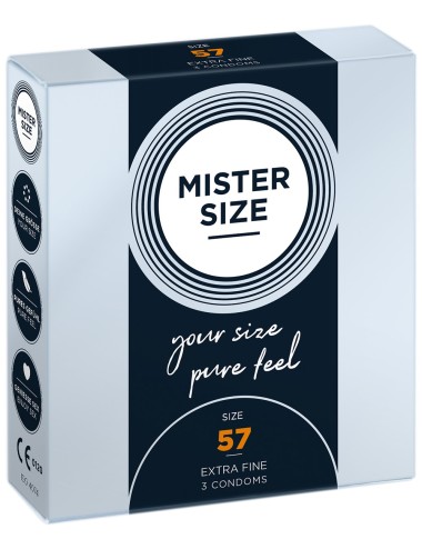 Boite de 3 préservatifs latex avec réservoir, 7 tailles disponibles Mister Size - MS03