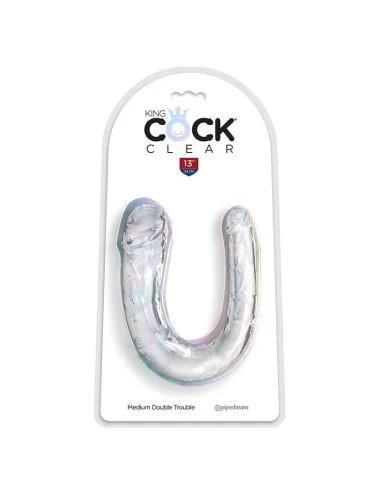 KING COCK - DOUBLE TROUBLE DOUBLE GODE 33 CM TRANSPARENT