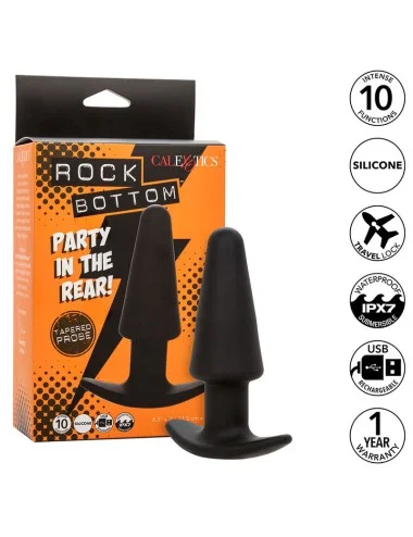 CALEXOTICS - ROCK BOTTOM TAPERED ANAL PLUG 10 VIBRATIONS SILICONE NOIR