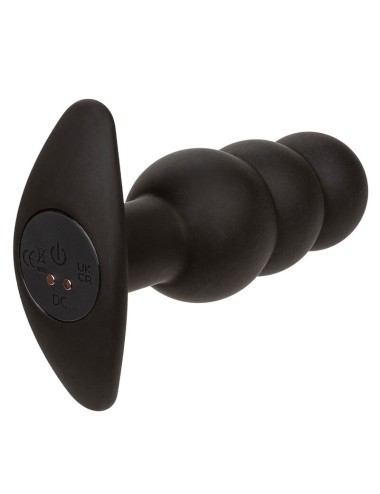 CALEXOTICS - ROCK BOTTOM PLUG ANAL PERLÉ 10 VIBRATIONS SILICONE NOIR