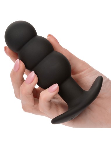 CALEXOTICS - ROCK BOTTOM PLUG ANAL PERLÉ 10 VIBRATIONS SILICONE NOIR