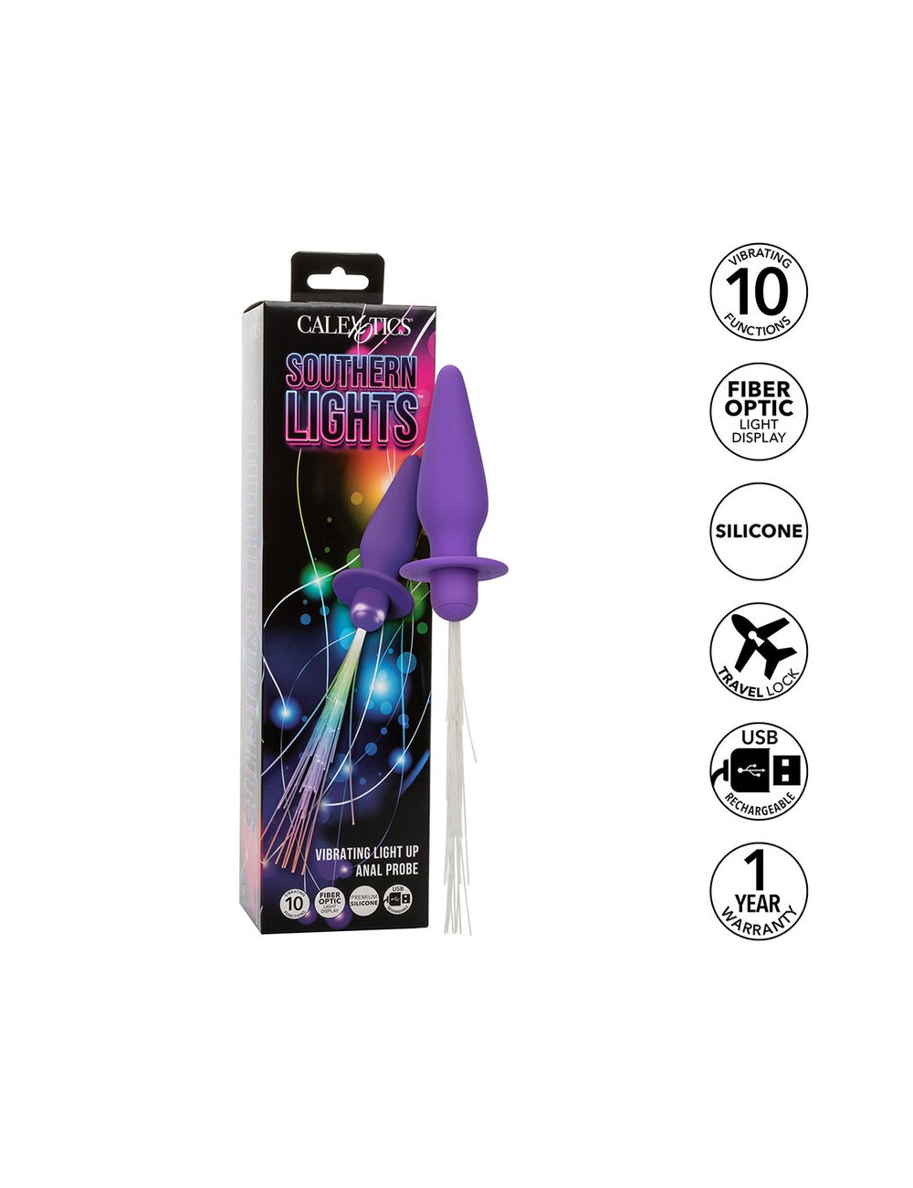 CALEXOTICS - SOUTHERN LIGHTS LIGHT UP PLUG ANAL10 VIBRATIONS SILICONE VIOLET CALEXOTICS - SOUTHERN LIGHTS LIGHT UP PLUG ANAL10 VIBRATIONS SILICONE VIOLET