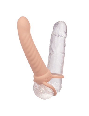 CALEXOTICS - MAXX DOUBLE PÉNÉTRATEUR NERVURÉ 10 VIBRATIONS FLESH