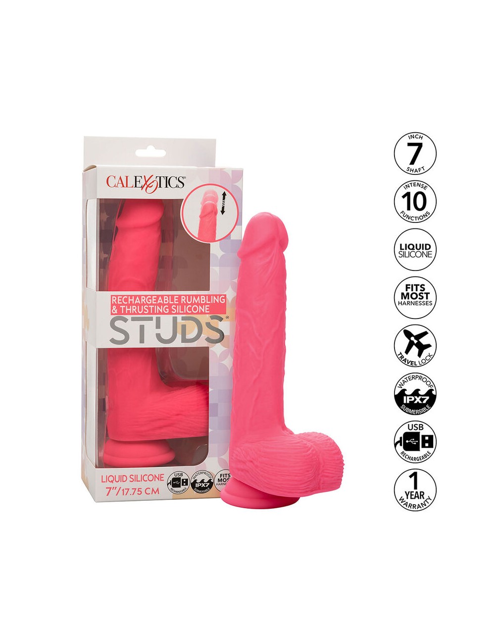 CALEXOTICS - STUDS VIBRATEUR RÉALISTE 10 VIBRATIONS ROSE