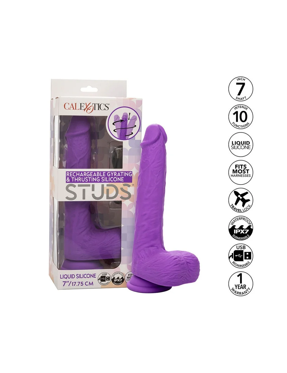 CALEXOTICS - STUDS VIBRATEUR RECHARGEABLE ET ROTATIF 10 VIBRATIONS VIOLET CALEXOTICS - STUDS VIBRATEUR RECHARGEABLE ET ROTATIF 10 VIBRATIONS VIOLET