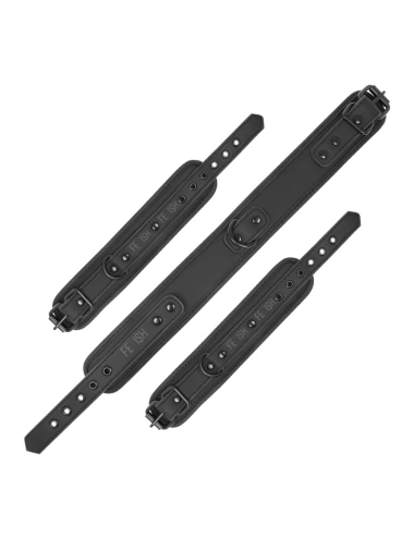 FETISH SUBMISSIVE - COLLIER ET MENOTTES EN CUIR VÉGAN AVEC DOUBLURE EN NOPRÈNE