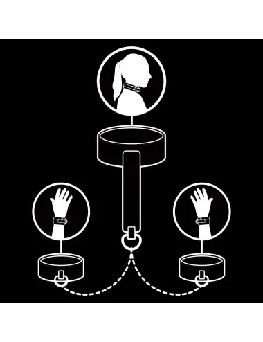 FETISH SUBMISSIVE - COLLIER ET MENOTTES EN CUIR VÉGAN AVEC DOUBLURE EN NOPRÈNE