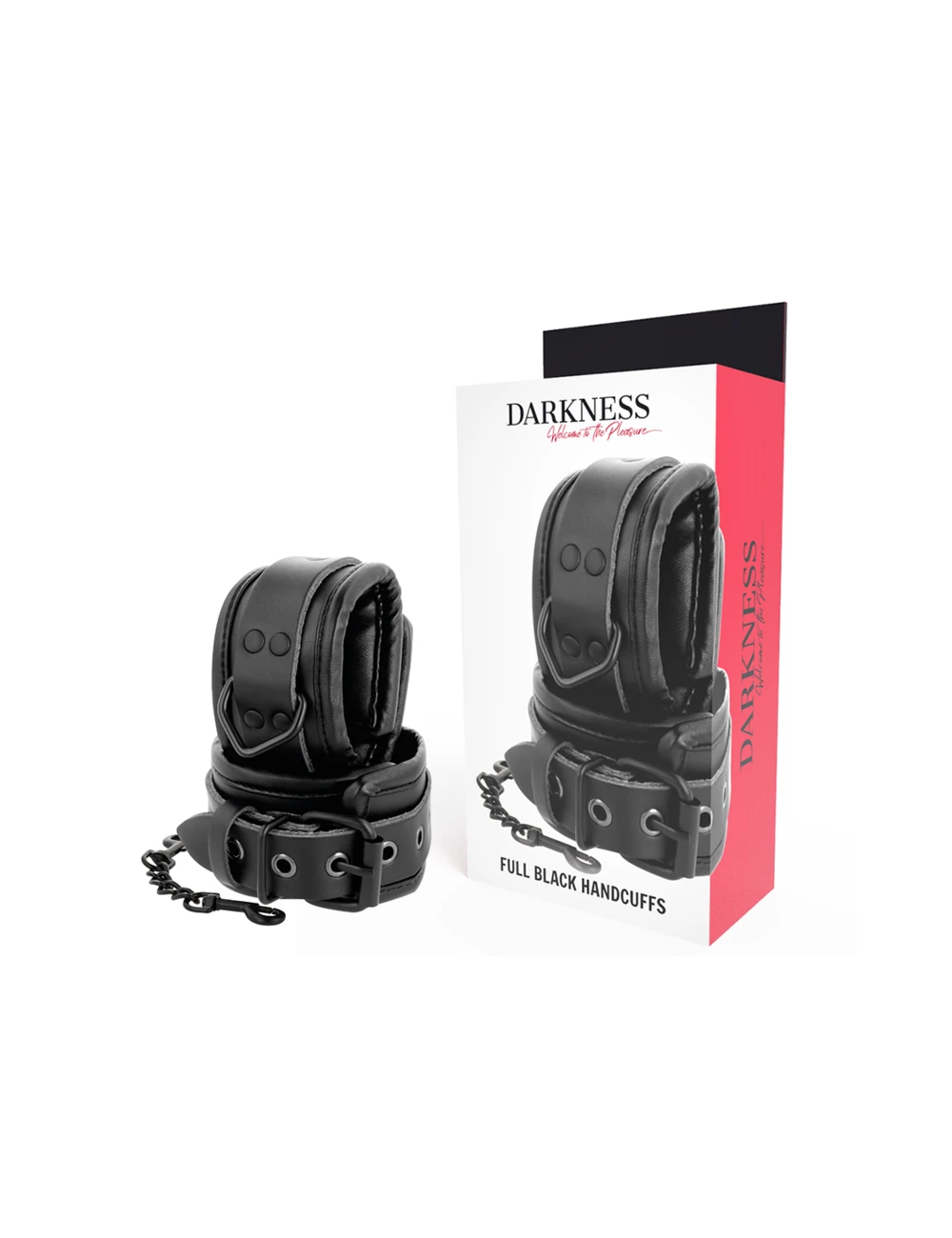 DARKNESS - MENOTTES RÉGLABLES EN CUIR NOIR DARKNESS - MENOTTES RÉGLABLES EN CUIR NOIR