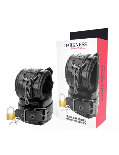 DARKNESS - MENOTTES AJUSTABLES EN CUIR NOIR AVEC CADENAS