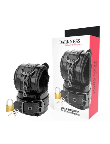 DARKNESS - MENOTTES AJUSTABLES EN CUIR NOIR AVEC CADENAS