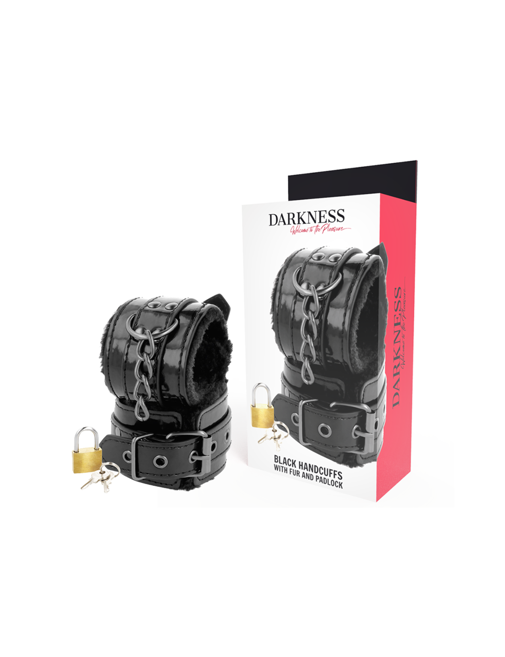 DARKNESS - MENOTTES AJUSTABLES EN CUIR NOIR AVEC CADENAS DARKNESS - MENOTTES AJUSTABLES EN CUIR NOIR AVEC CADENAS
