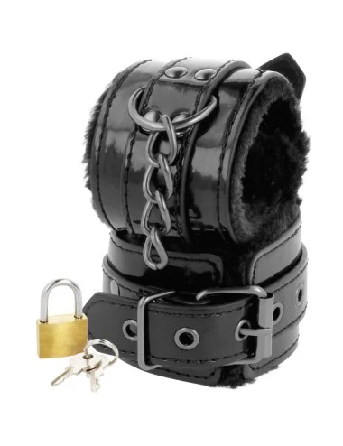 DARKNESS - MENOTTES AJUSTABLES EN CUIR NOIR AVEC CADENAS