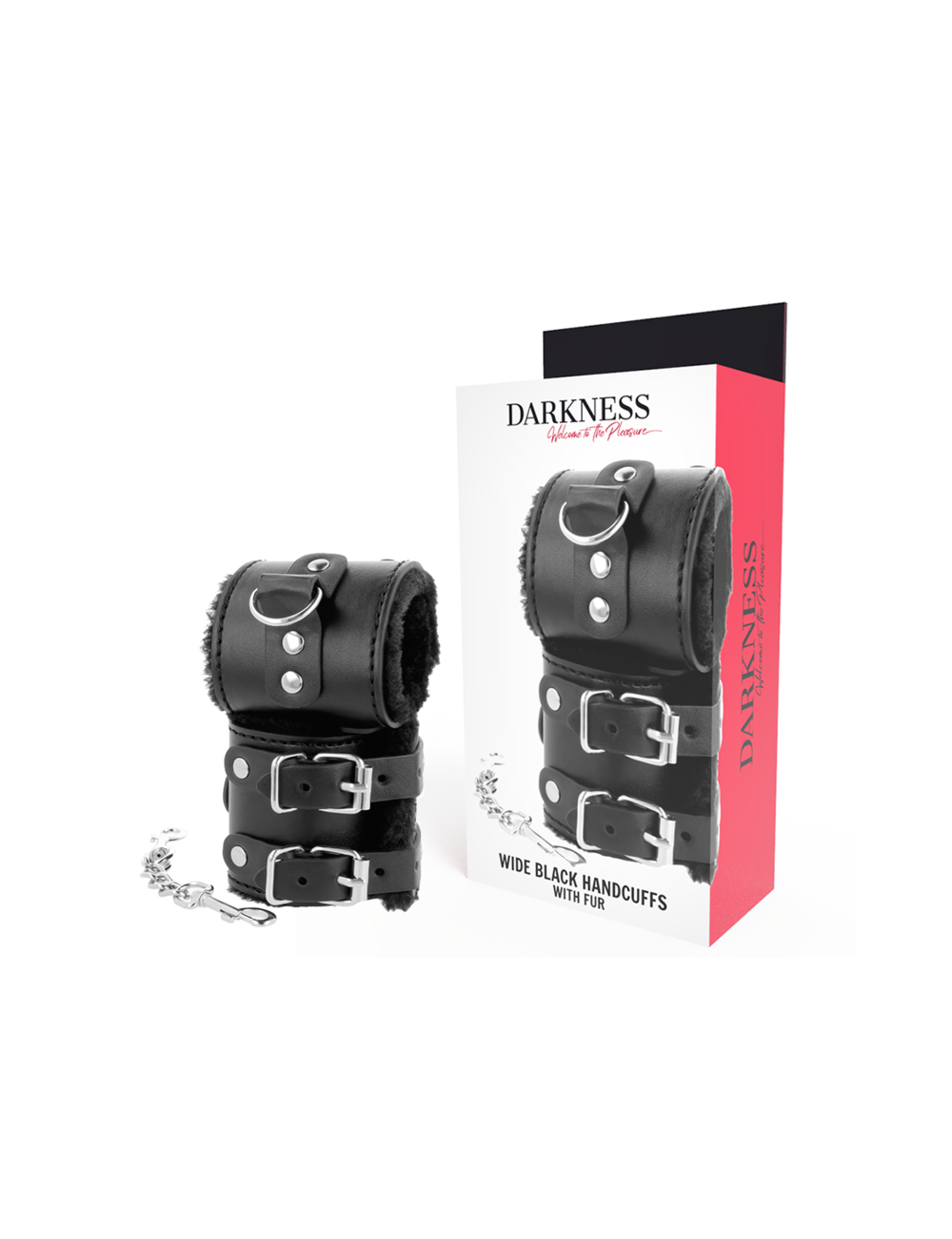 DARKNESS - MENOTTES AJUSTABLES EN CUIR NOIR AVEC DOUBLURE DARKNESS - MENOTTES AJUSTABLES EN CUIR NOIR AVEC DOUBLURE