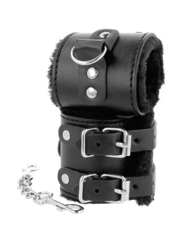 DARKNESS - MENOTTES AJUSTABLES EN CUIR NOIR AVEC DOUBLURE