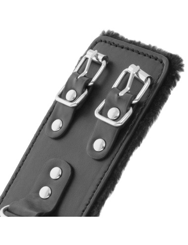DARKNESS - MENOTTES AJUSTABLES EN CUIR NOIR AVEC DOUBLURE