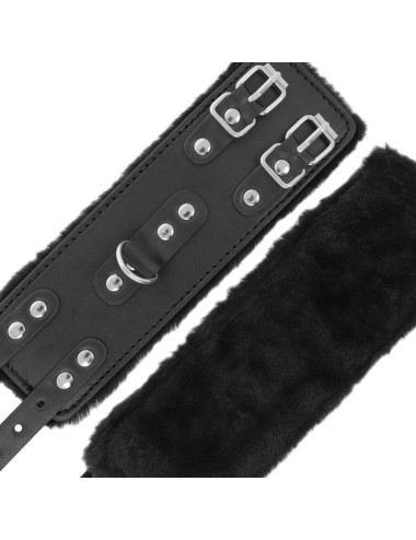 DARKNESS - MENOTTES AJUSTABLES EN CUIR NOIR AVEC DOUBLURE