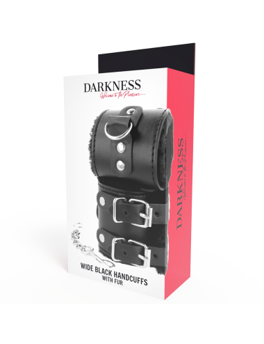 DARKNESS - MENOTTES AJUSTABLES EN CUIR NOIR AVEC DOUBLURE