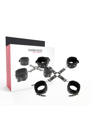 DARKNESS - MENOTTES EN CUIR POUR PIEDS ET MAINS NOIR