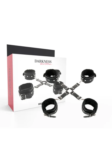 DARKNESS - MENOTTES EN CUIR POUR PIEDS ET MAINS NOIR