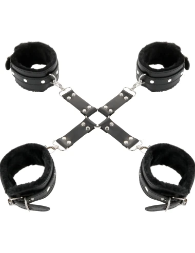 DARKNESS - MENOTTES EN CUIR POUR PIEDS ET MAINS NOIR