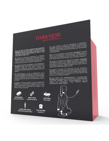 DARKNESS - MENOTTES ET COLLIER EN CUIR NOIR