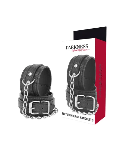 DARKNESS - MENOTTES EN CUIR TEXTURÉ NOIR
